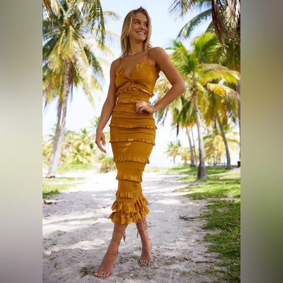 V. Chapman Mustard Ruffle Dress - Picture 11 of 14